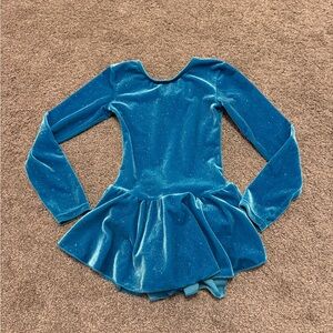 Mondor Shimmer Blue Velvet Figure Skating Costume Sz 6-7